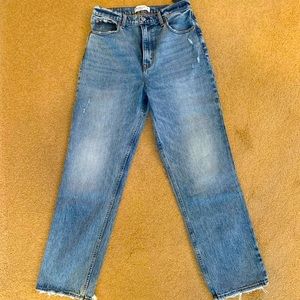 A&F 90s ultra high rise acid wash straight jeans